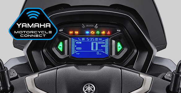 Desain baru Full LCD Speedometer yang informatif untuk pengendara dengan konektifitas dengan Y-connect dapat memberikan notifikasi pesan dan telpon.