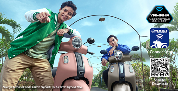 Connection always on dengan teknologi Comunication Control Unit (CCU), menghubungkan sepeda motor dengan smartphone melalui aplikasi Y-Connect. *Hanya tersedia pada Fazzio LUX & NEO Version