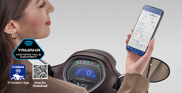 Connection always on dengan teknologi Comunication Control Unit (CCU), menghubungkan sepeda motor dengan smartphone melalui aplikasi Y-Connect.